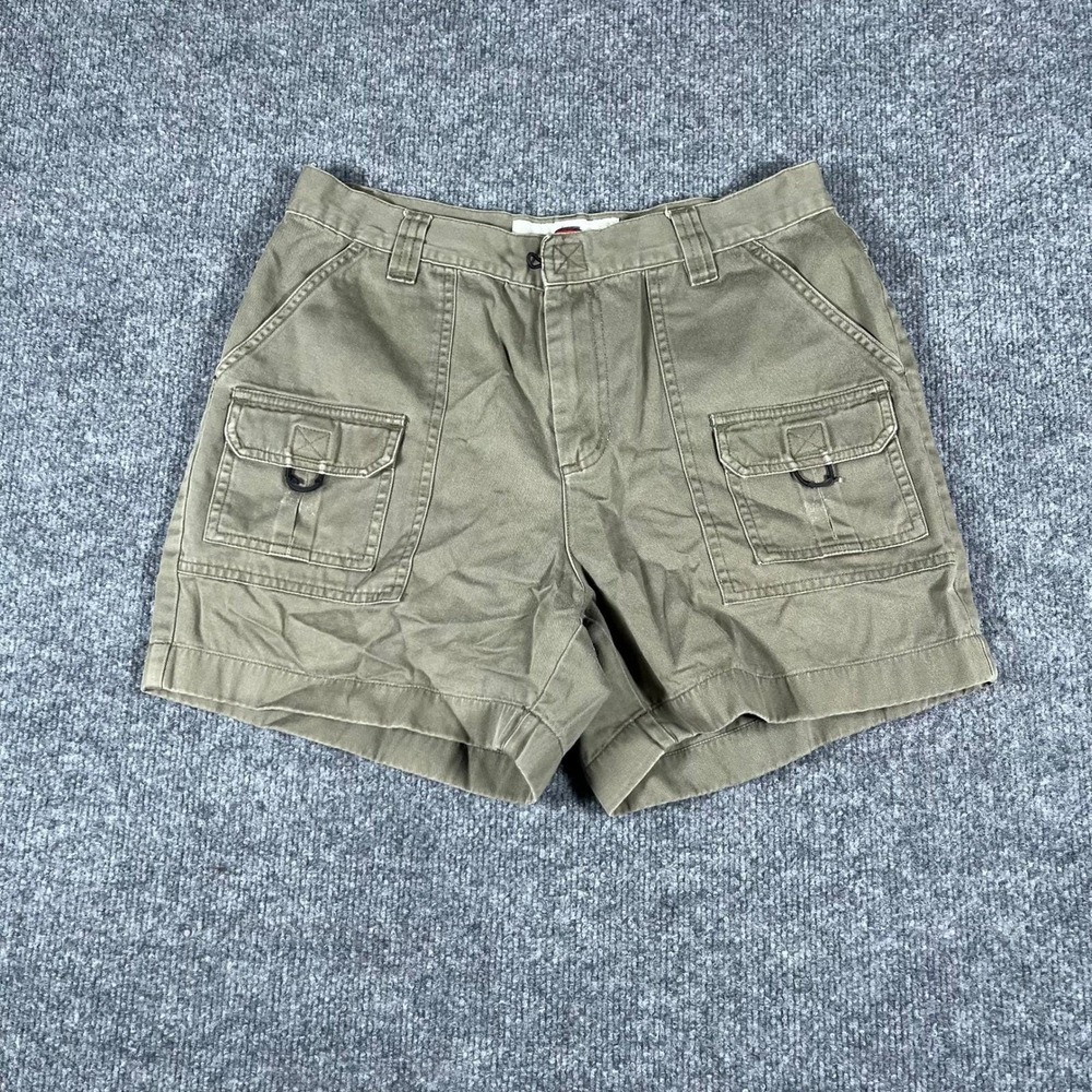 Chazz Cargo Shorts Womens Size 9 Olive Green Cotton Utility Multi Pocket Vintage